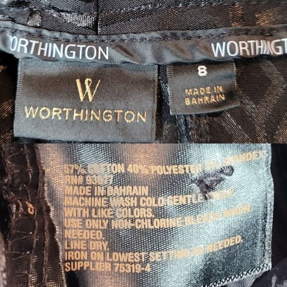 Vtg 90s Womens Black Cigarette Pants 8 Geometric Textured Ankle Stretch Formal - Picture 3 of 10